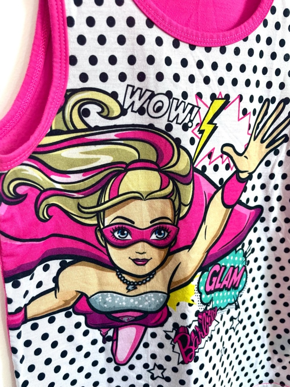 Barbie PJs Set! Y2K Vintage Pop Art Glam, Tank Top & Shorts, Bright Pink Black